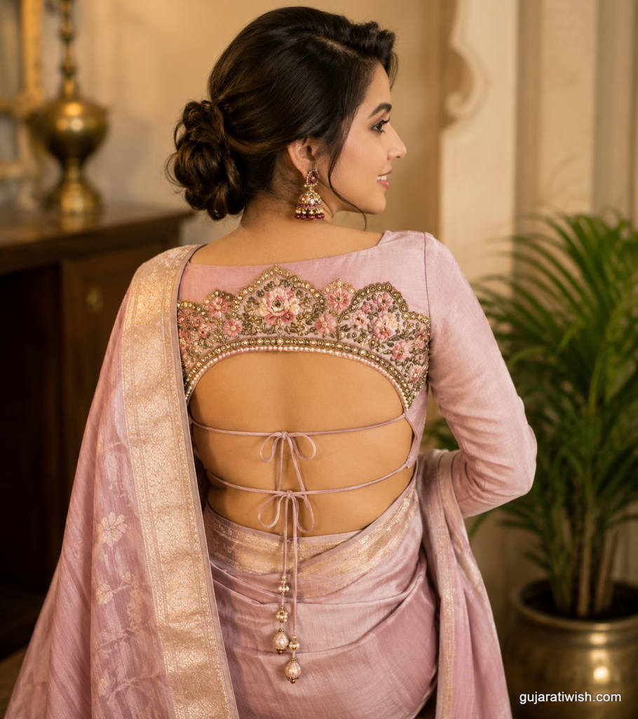 Closed back neck blouse designs