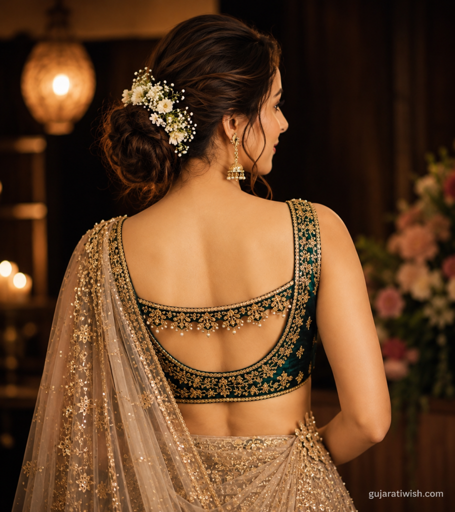 Stylish back neck blouse designs