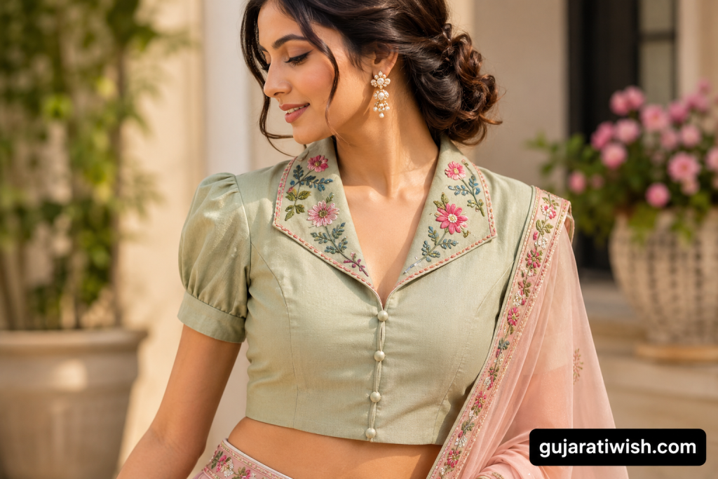 Collar Style Back Neck blouse designs
