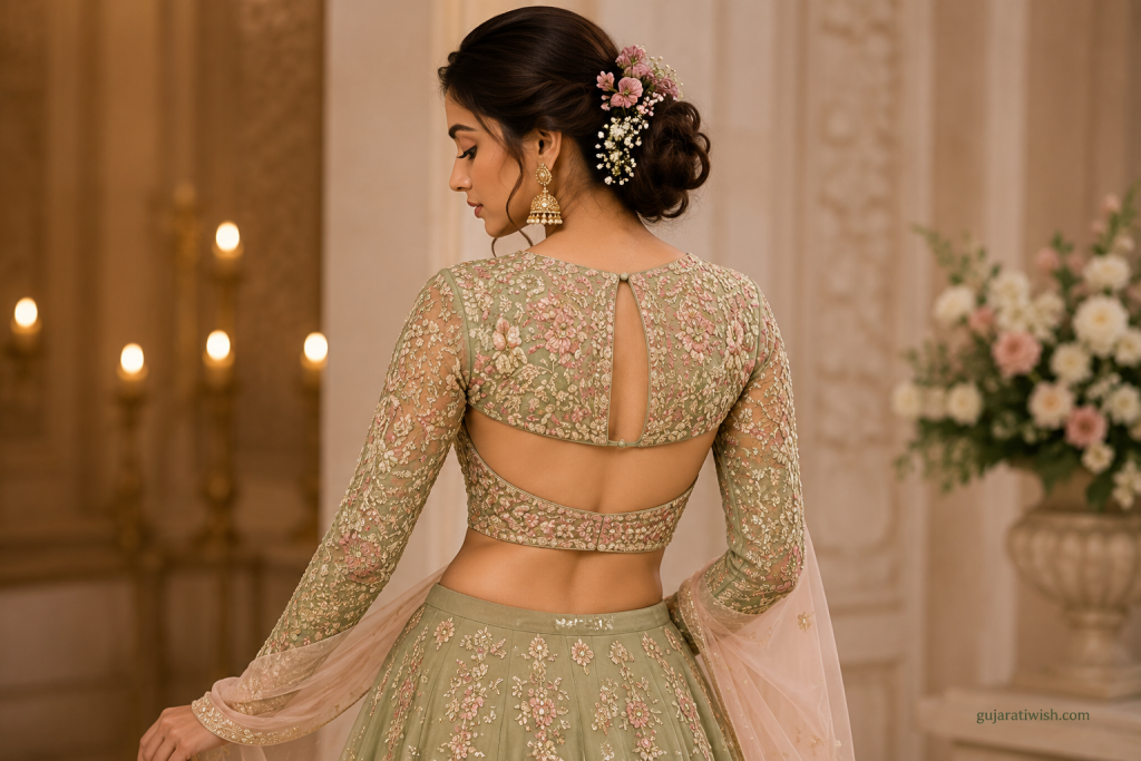 Heavy Embroidered Back Design for bride