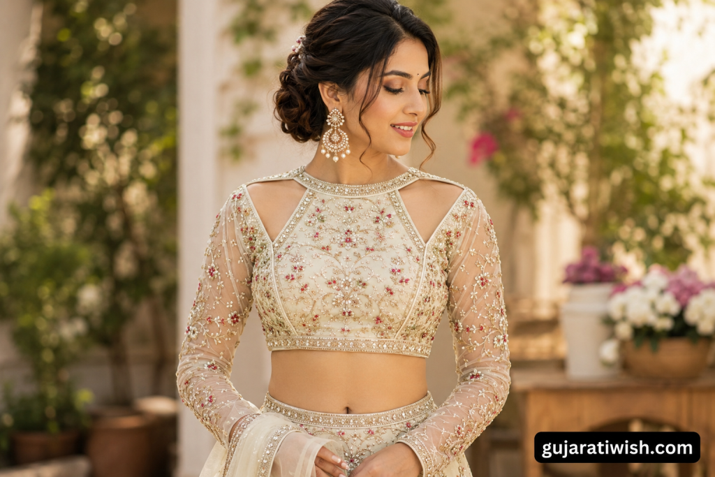 High Neck Back blouse Design
