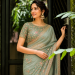 Latest Silk Saree Blouse Neck Designs image