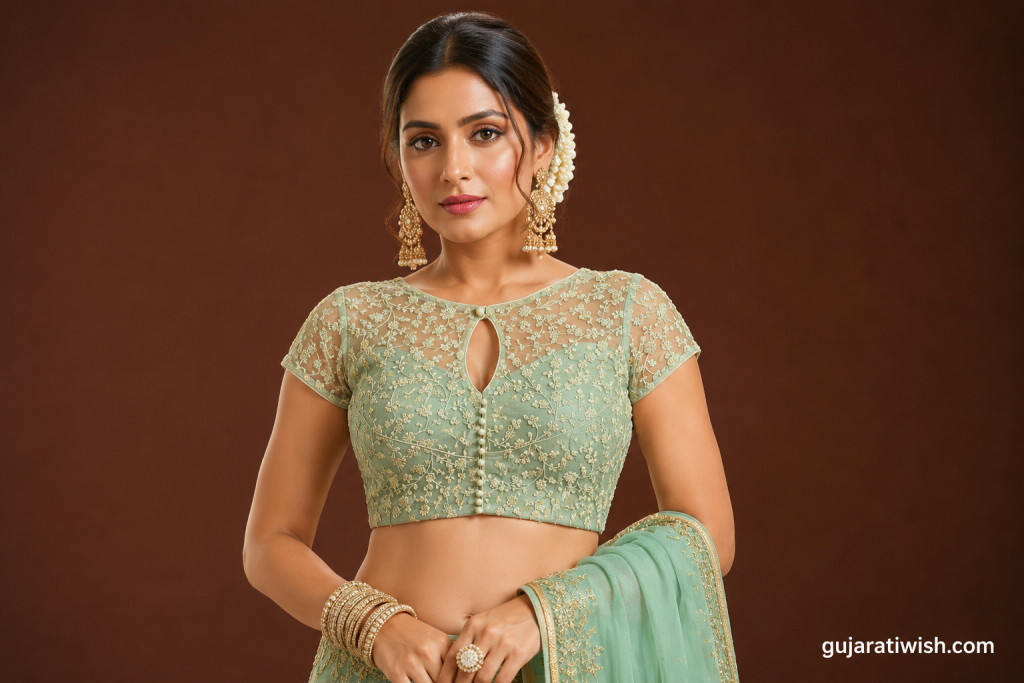 Net fabric blouse design