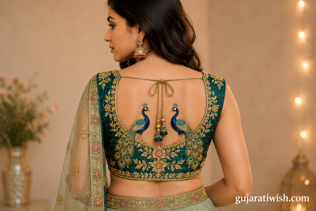 Peacock Embroidery Back Design