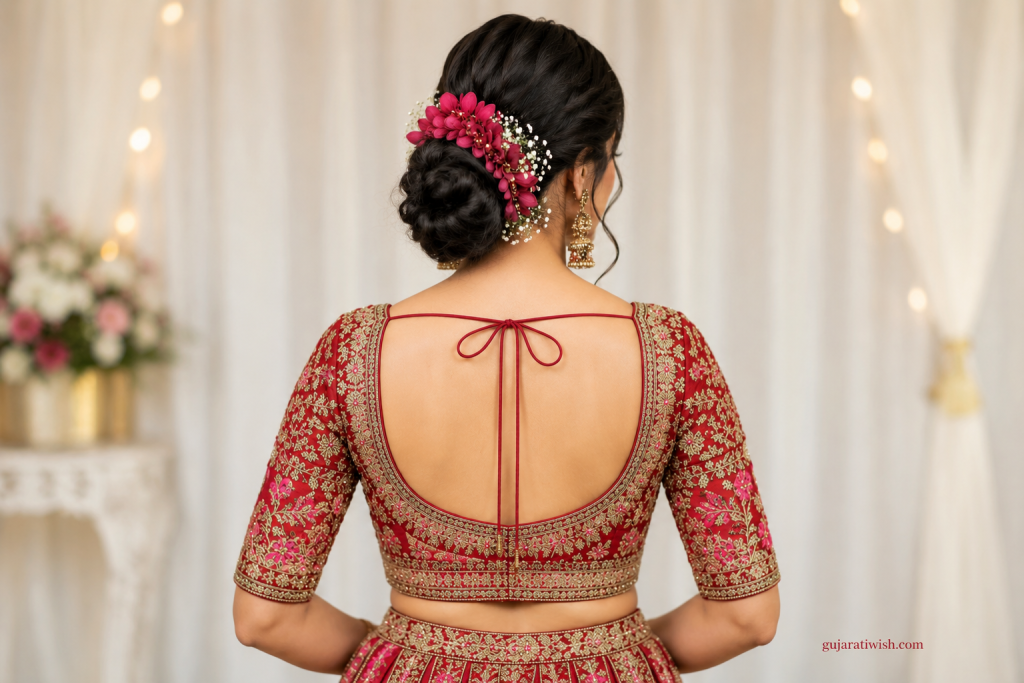 Round Back Neck Design for bride 
