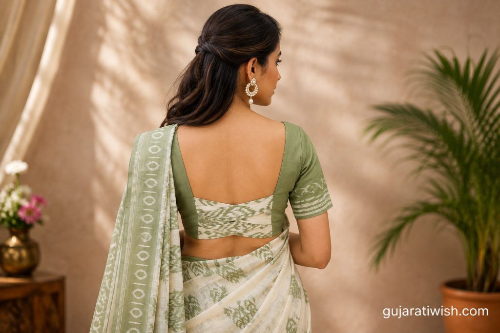 Simple Cotton Blouse Back Design
