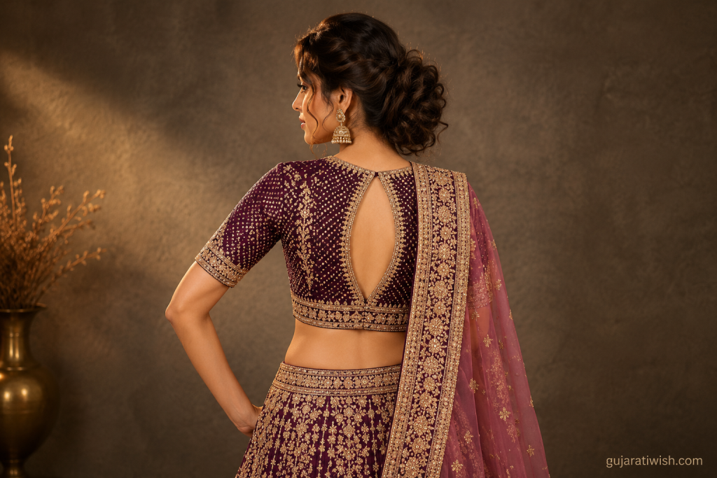 Simple Round Back Neck Blouse Design