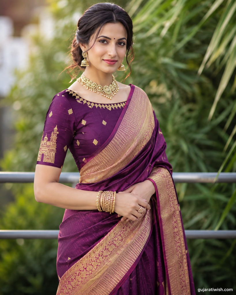 Traditional​‍​‌‍​‍‌​‍​‌‍​‍‌ Boat Neck Blouse Design for Silk Saree