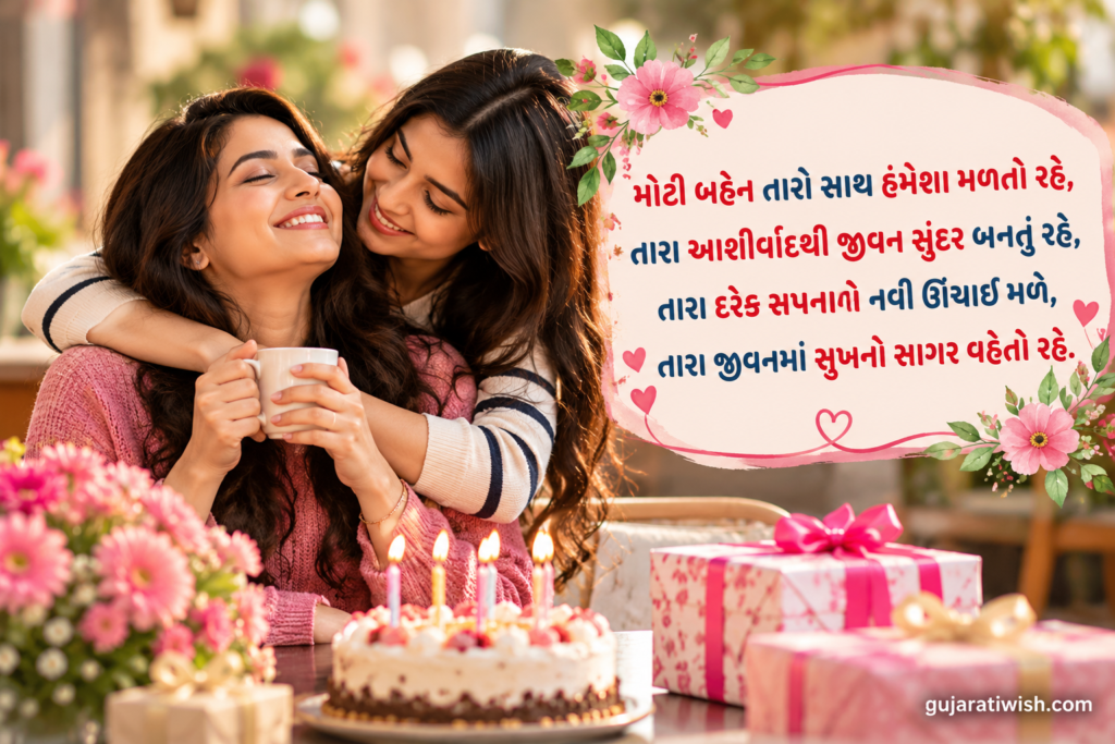 Birthday Wishes for Elder Sister in Gujarati