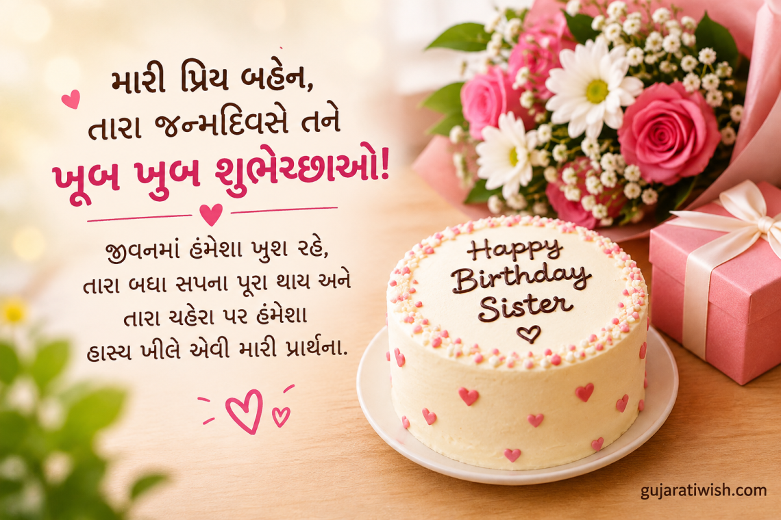 Birthday Wishes for Sister in Gujarati
