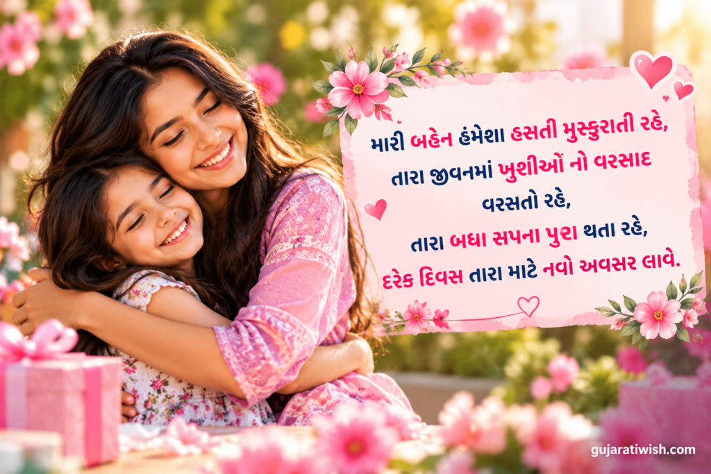 Birthday Wishes for Younger Sister in Gujarati