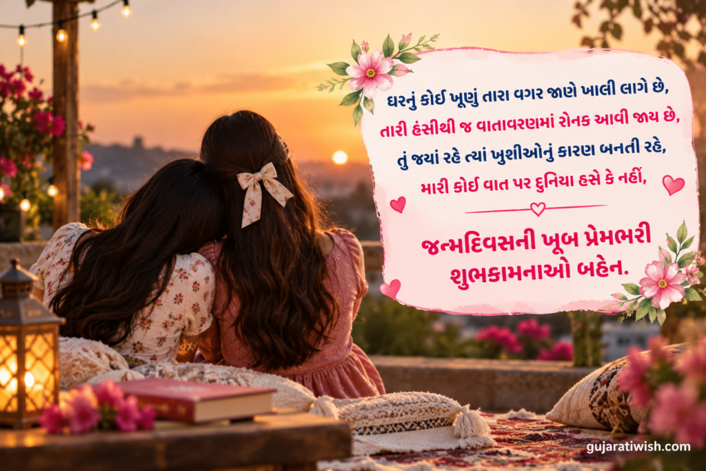 Heart Touching Birthday Wishes for Sister in Gujarati