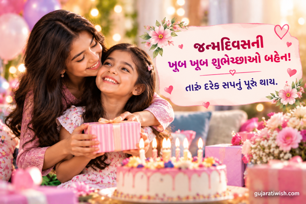 Short Birthday Wishes for Sister in gujarati