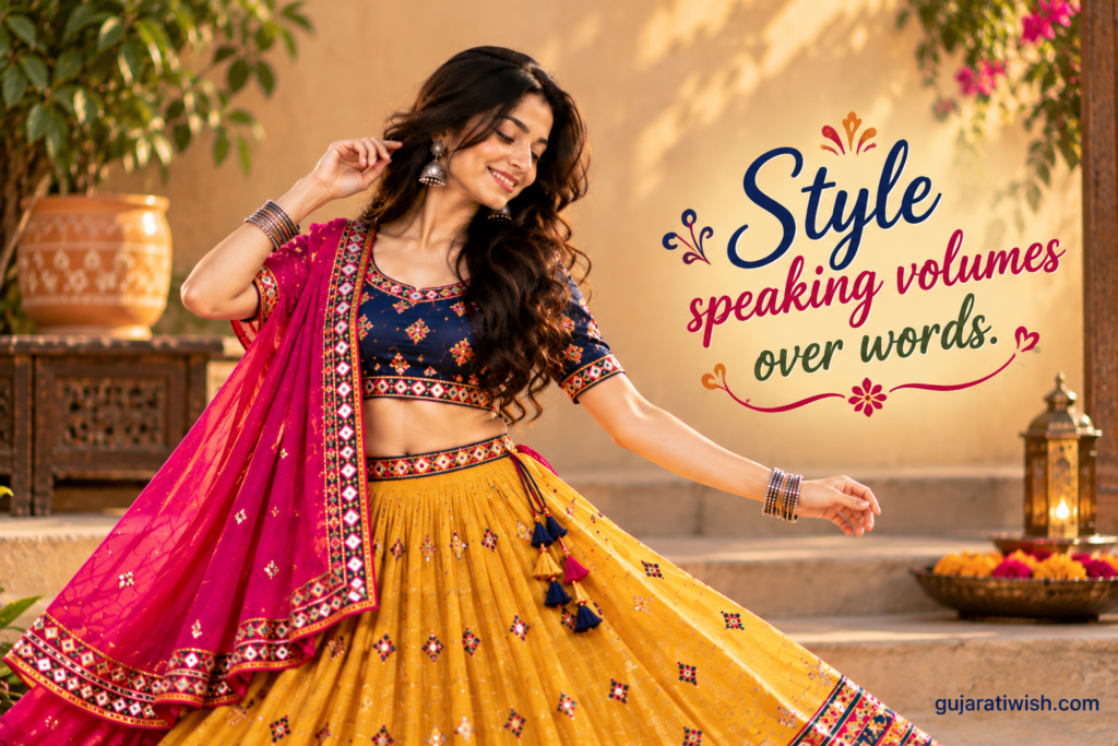 Stylish Chaniya Choli Captions for Girls