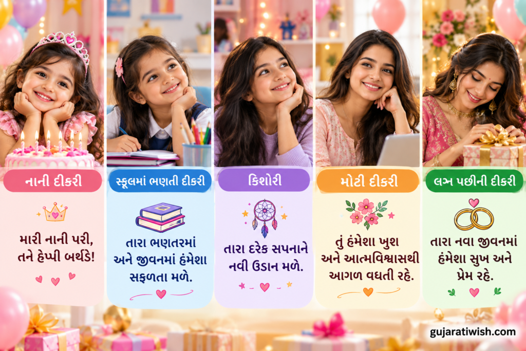 Daughter Birthday Wishes in Gujarati
