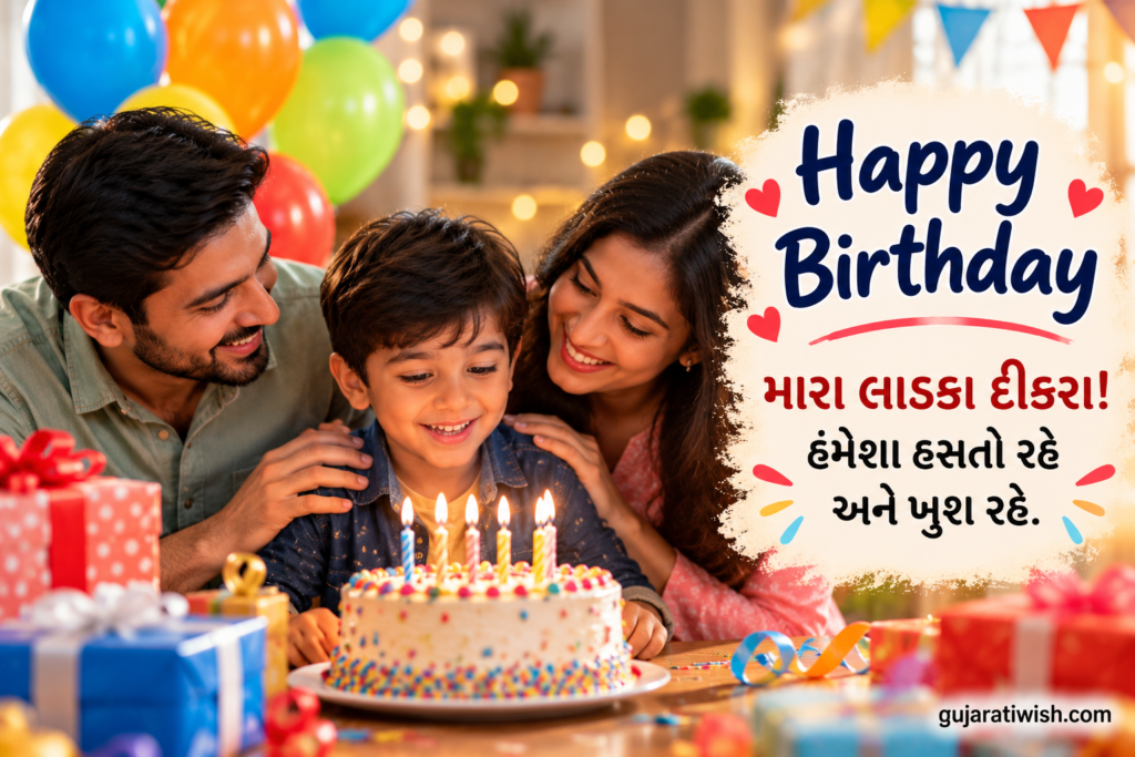 Happy Birthday Wishes for Son in Gujarati